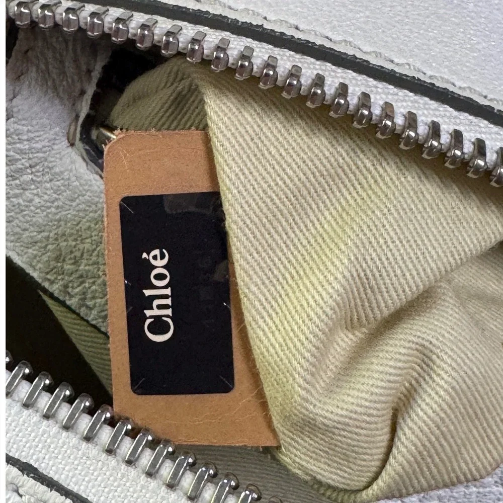 Chloe Saskia White Leather Shoulder Bag Silver Hardware‎ Italy Y2K